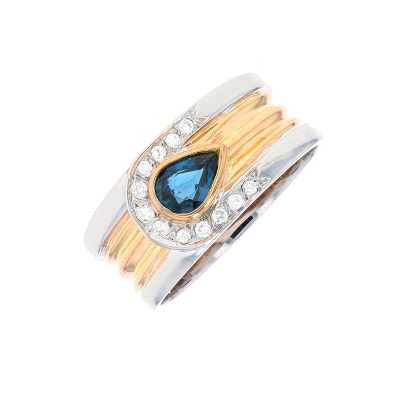 Bague saphir 0.40 carat et diamants 0.12 carat 2 ors 6.70g Comme neuf -  reconditionné disponible sur Gemme Les Bijoux
